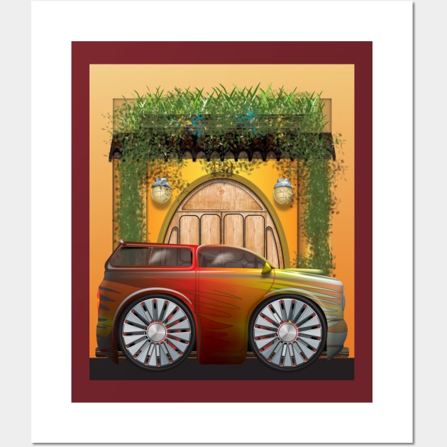 CS Cartoon Machines PickUp Truck And House V 2.1.3sm. Wall Art by OmarHernandez